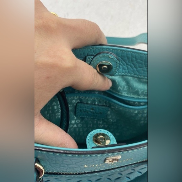 Kate Spade Turquoise Satchel with Geometric Cutouts nwot - Picture 5 of 8
